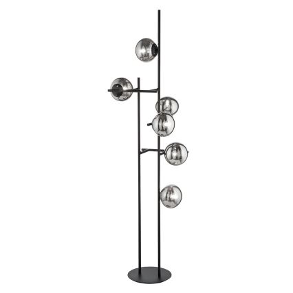 Ondaluce - Golvlampa JEWEL 6xE14/10W/230V 166 cm svart/rökfärgad