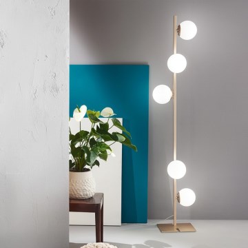 Ondaluce - Golvlampa MONILE 5xE14/10W/230V 170 cm guld/vit