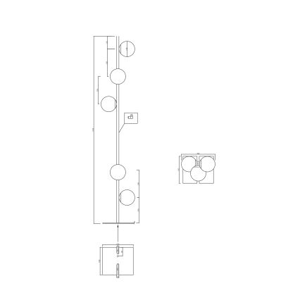 Ondaluce - Golvlampa MONILE 5xE14/10W/230V 170 cm guld/vit