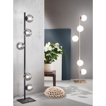 Ondaluce - Golvlampa MONILE 5xE14/10W/230V 170 cm svart/röksvart