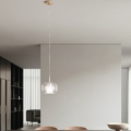 Ondaluce - Hänglampa på kabel THELMA 1xE27/15W/230V Ø 25 cm guld/klart glas