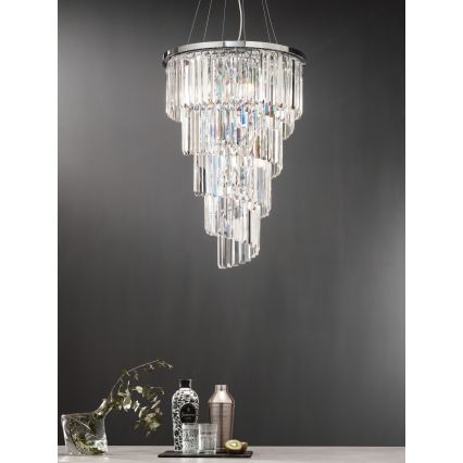 Ondaluce - Kristallkrona med vajer ALEXANDER 10xE14/10W/230V Ø 40 cm blank krom