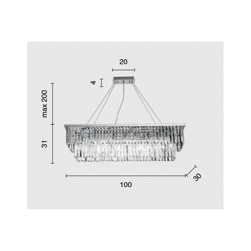 Ondaluce - Kristallkrona på vajer DAIQUIRI 8xE14/10W/230V blank krom