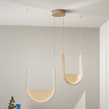 Ondaluce - LED-dimbar pendel på kabel LOTUS LED/55W/230V, guldfärgad