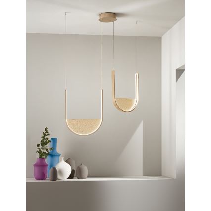 Ondaluce - LED-dimbar pendel på kabel LOTUS LED/55W/230V, guldfärgad