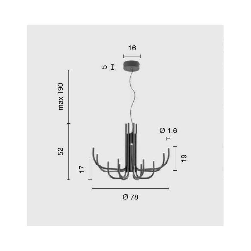 Ondaluce - LED dimbar pendellampa med vajer NOUVEAU LED/35W/230V Ø 78 cm svart