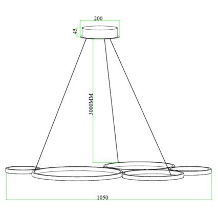 Ondaluce - LED Dimbar pendellampa med vajer POIS LED/60W/230V guld