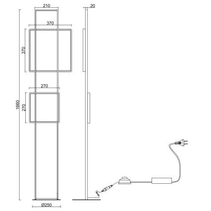 Ondaluce - LED-dimmbar golvlampa DOWEL LED/77W/230V 166 cm guldfärgad