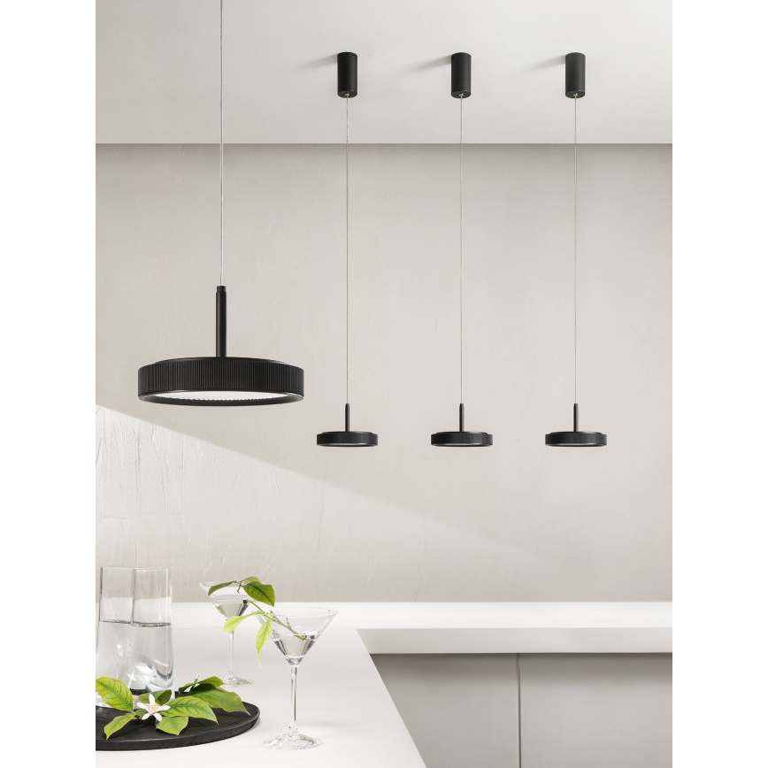 Ondaluce - LED-hänglampa med vajer NINA LED/20W/230V Ø 19 cm svart