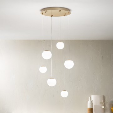 Ondaluce - LED-pendel på vajer SANTOS LED/48W/230V Ø 45 cm guld/vit