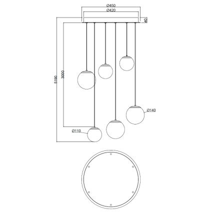 Ondaluce - LED-pendel på vajer SANTOS LED/48W/230V Ø 45 cm guld/vit