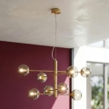 Ondaluce - Ljuskrona på vajer ELISEO 8xE14/10W/230V Ø 97 cm guld/rökbeige