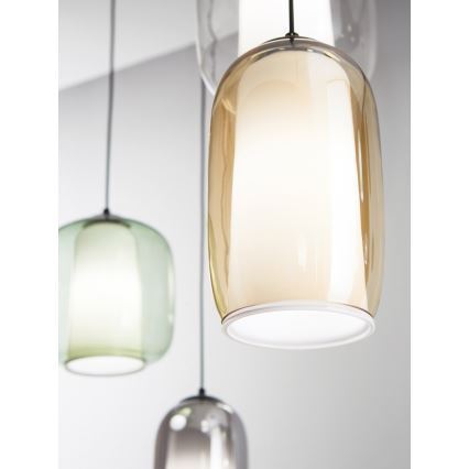 Ondaluce - Pendellampa med sladd BONNIE 1xE27/15W/230V Ø 15 cm svart/rökig beige