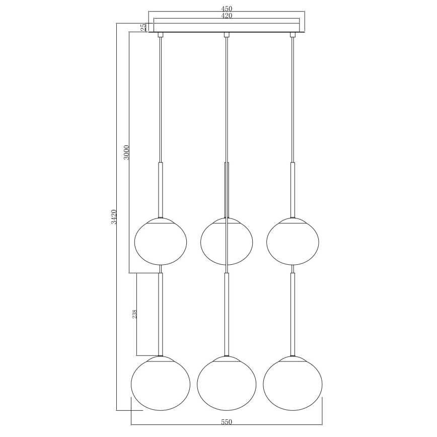 Ondaluce - Pendellampa med vajer JEWEL 6xE14/10W/230V Ø 55 cm svart/rökfärgad