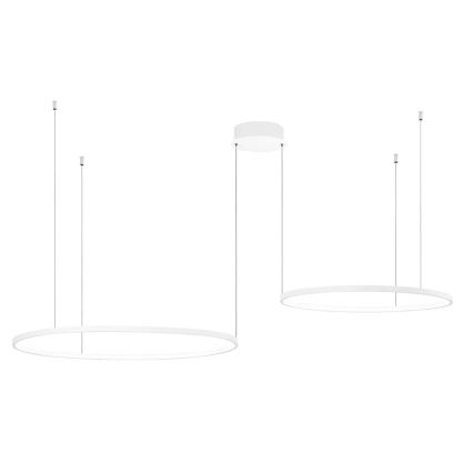 Ondaluce - Dimbar LED-pendel med kabel SOEL LED/28W/230V + LED/38W 3000/4000K Ø 80/60 cm vit