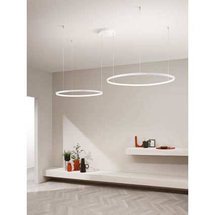 Ondaluce - Dimbar LED-pendel med kabel SOEL LED/28W/230V + LED/38W 3000/4000K Ø 80/60 cm vit