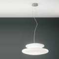 Ondaluce - Stilren pendellampa PAGODA på vajer, 3xE27/15W/230V + 2xE27/15W, diam. 50 cm, vit