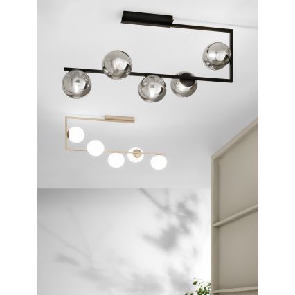 Ondaluce - Taklampa med stång MONILE 5xE14/10W/230V guld/vit