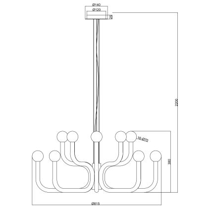 Ondaluce - Taklampa med vajer DERBY 16xG9/7W/230V Ø 81,5 cm svart
