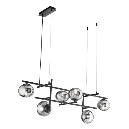 Ondaluce - Taklampa på kabel JEWEL 6xE14/10W/230V svart/rökfärgad