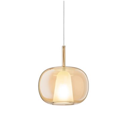Ondaluce - Taklampa på kabel THELMA 1xE27/15W/230V Ø 25 cm guld/rökbeige