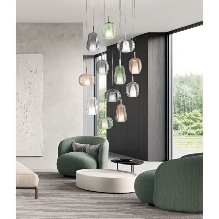 Ondaluce - Taklampa på kabel THELMA 1xE27/15W/230V Ø 25 cm guld/rökbeige