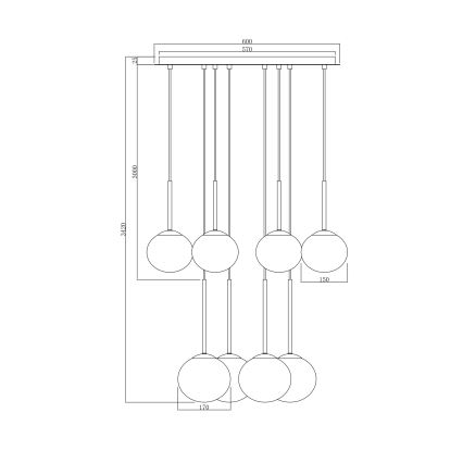 Ondaluce - Takpendel JEWEL 8xE14/10W/230V Ø 70 cm guld/vit