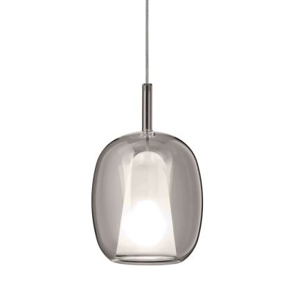 Ondaluce - Takpendel med vajer THELMA 1xE27/15W/230V Ø 19,5 cm svart/rökgrå