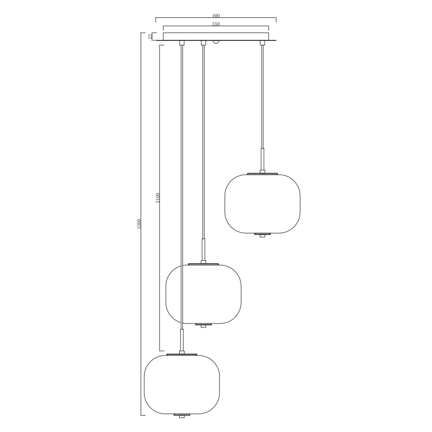 Ondaluce - Pendellampa på kabel ODETTE 3xE14/10W/230V Ø 43 cm guld/rökfärgad, flerfärgad
