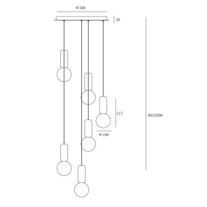 Ondaluce - Takpendel ROCK 6xG9/7W/230V Ø 35 cm betong/brun/grå/vit