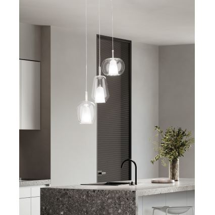 Ondaluce - Takpendel THELMA 1xE27/15W/230V Ø 19,5 cm guld/klar
