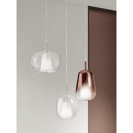 Ondaluce - Takpendel THELMA 1xE27/15W/230V Ø 19,5 cm guld/klar