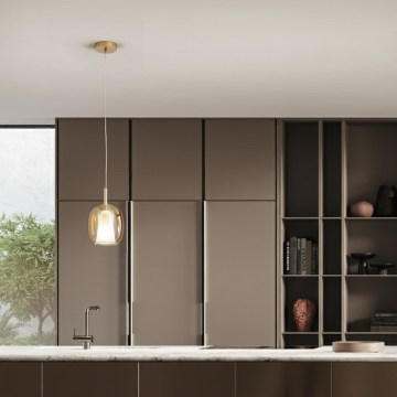 Ondaluce - THELMA pendel med sladd 1xE27/15W/230V Ø 19,5 cm guld/rökbeige