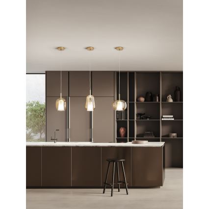 Ondaluce - THELMA pendel med sladd 1xE27/15W/230V Ø 19,5 cm guld/rökbeige