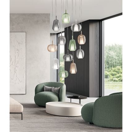 Ondaluce - THELMA pendel med sladd 1xE27/15W/230V Ø 19,5 cm guld/rökbeige