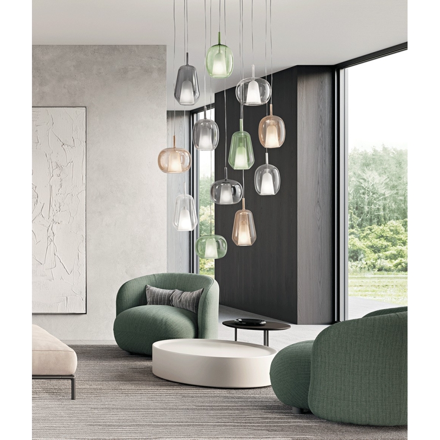 Ondaluce - THELMA pendel med sladd 1xE27/15W/230V Ø 19,5 cm guld/rökbeige