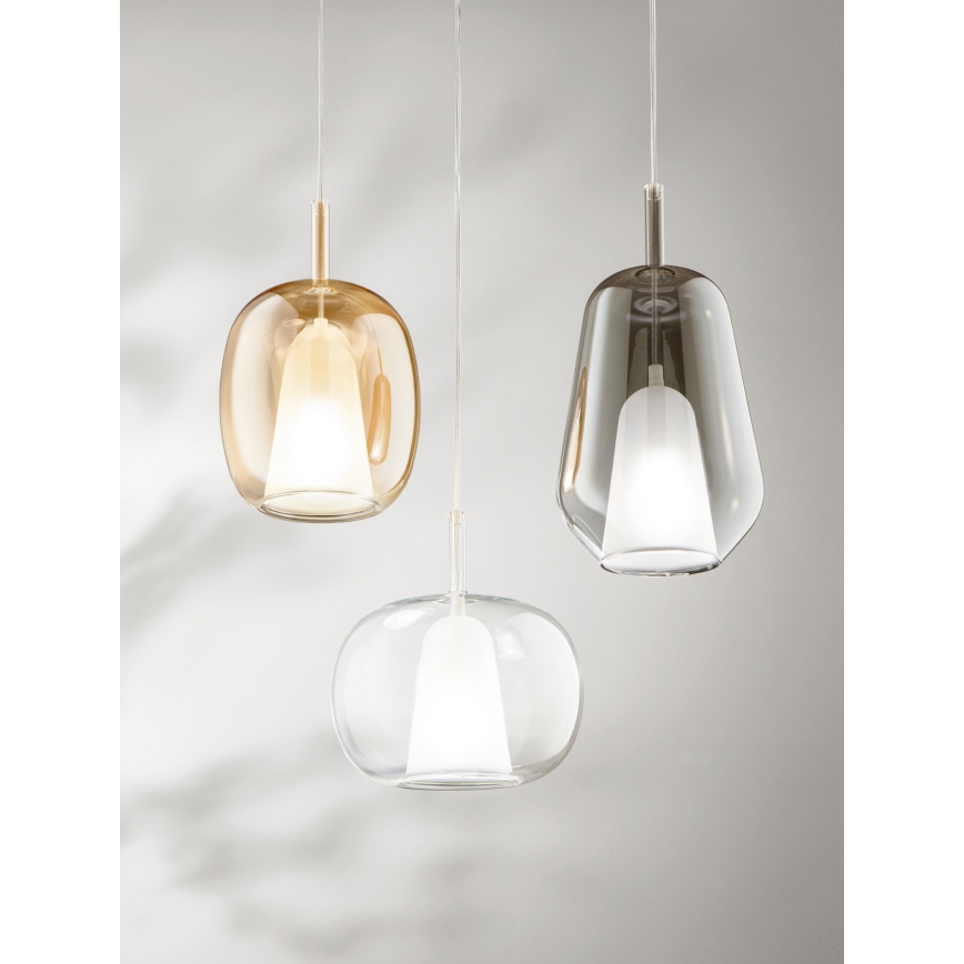 Ondaluce - THELMA pendel med sladd 1xE27/15W/230V Ø 19,5 cm guld/rökbeige