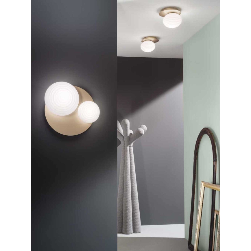 Ondaluce - Vägglampa TONDO 1xE14/10W/230V + 1xE27/15W guld/vit