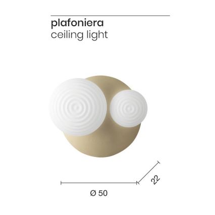 Ondaluce - Vägglampa TONDO 1xE14/10W/230V + 1xE27/15W guld/vit