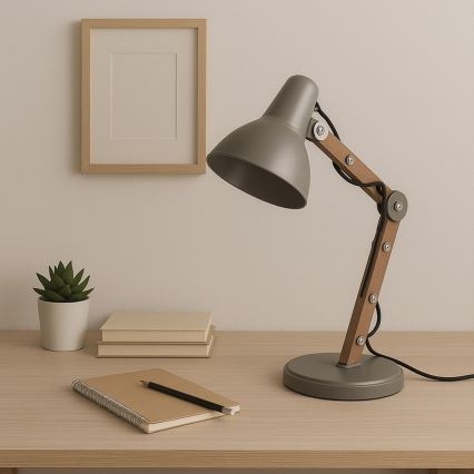 ONLI - Bordslampa ARCHITETTO 1xE27/22W/230V 62 cm grå/brun