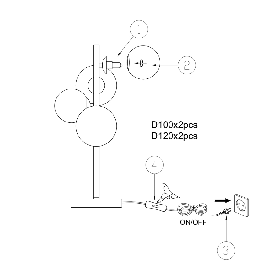 ONLI - Bordslampa PALOMA 4xG9/10W/230V 48 cm guld