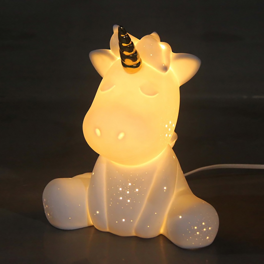 ONLI - Bordslampa PORCELLANA 1xE14/6W/230V 23,5 cm enhörning