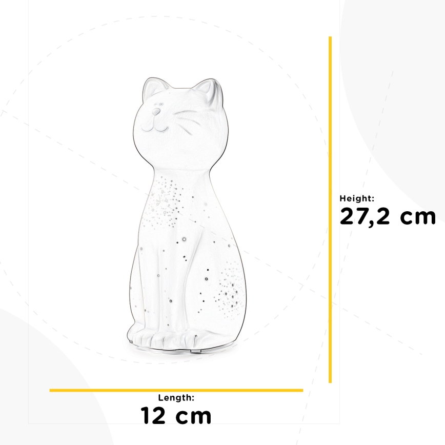 ONLI - Bordslampa PORCELLANA 1xE14/6W/230V 27,2 cm katt