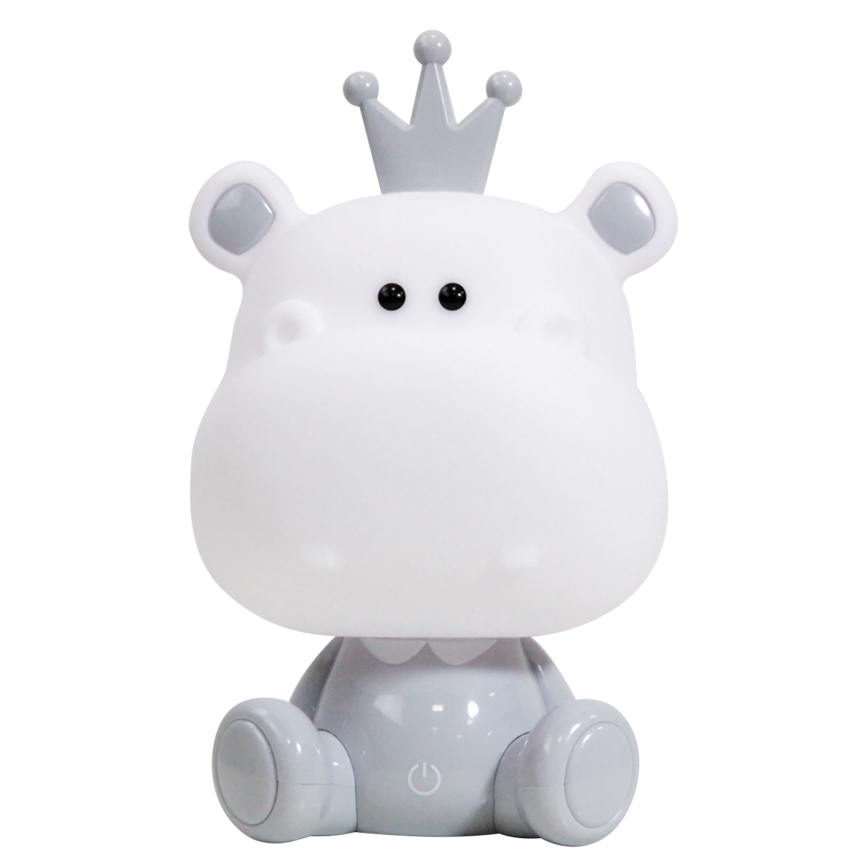 ONLI - LED-dimmbar nattlampa för barn PUPPIES LED/3W/230V 25 cm flodhäst/grå