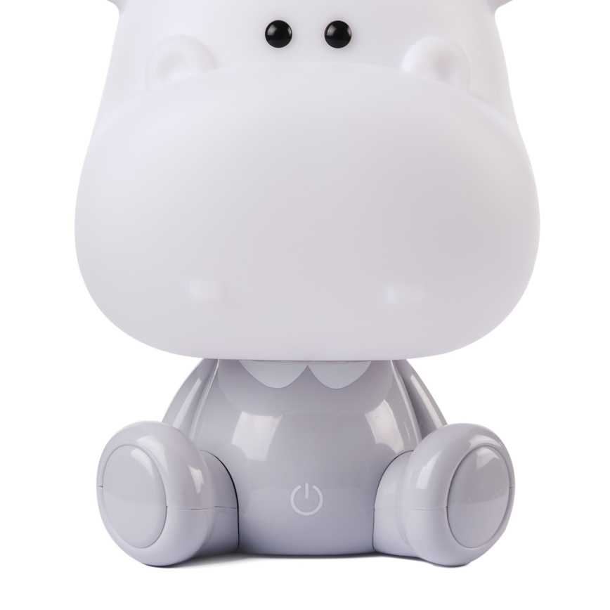 ONLI - LED-dimmbar nattlampa för barn PUPPIES LED/3W/230V 25 cm flodhäst/grå