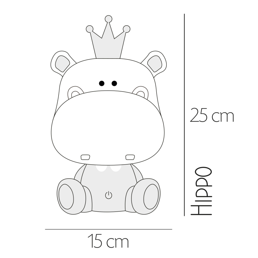 ONLI - LED-dimmbar nattlampa för barn PUPPIES LED/3W/230V 25 cm flodhäst/grå