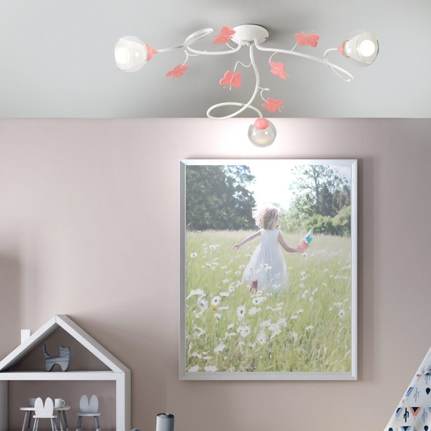 ONLI - Fäst ljuskrona för barn BUTTERFLY 3xE14/6W/230V