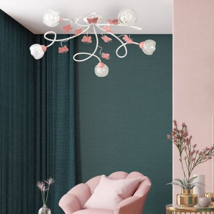 ONLI - Fäst ljuskrona för barn BUTTERFLY 5xE14/6W/230V