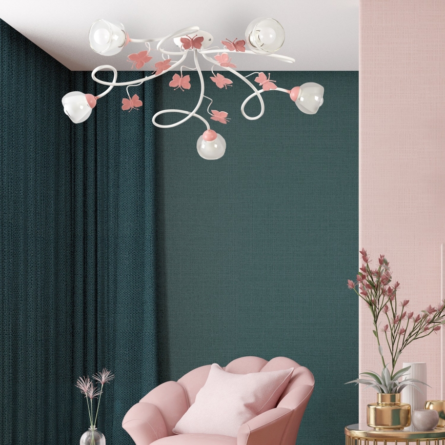 ONLI - Fäst ljuskrona för barn BUTTERFLY 5xE14/6W/230V