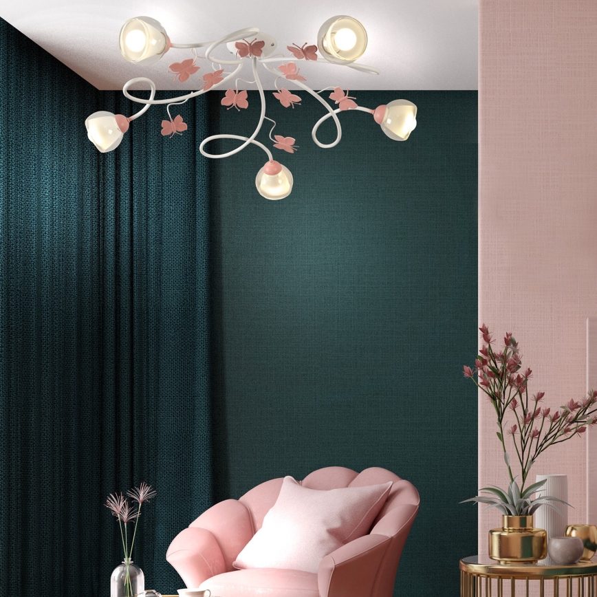 ONLI - Fäst ljuskrona för barn BUTTERFLY 5xE14/6W/230V